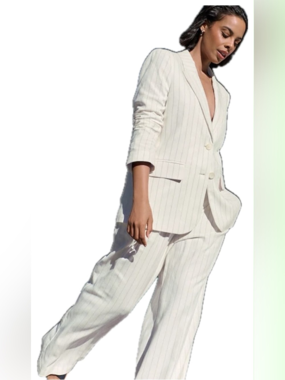 Black/white striped Linen Blend Blazer NWOT - Picture 3 of 17